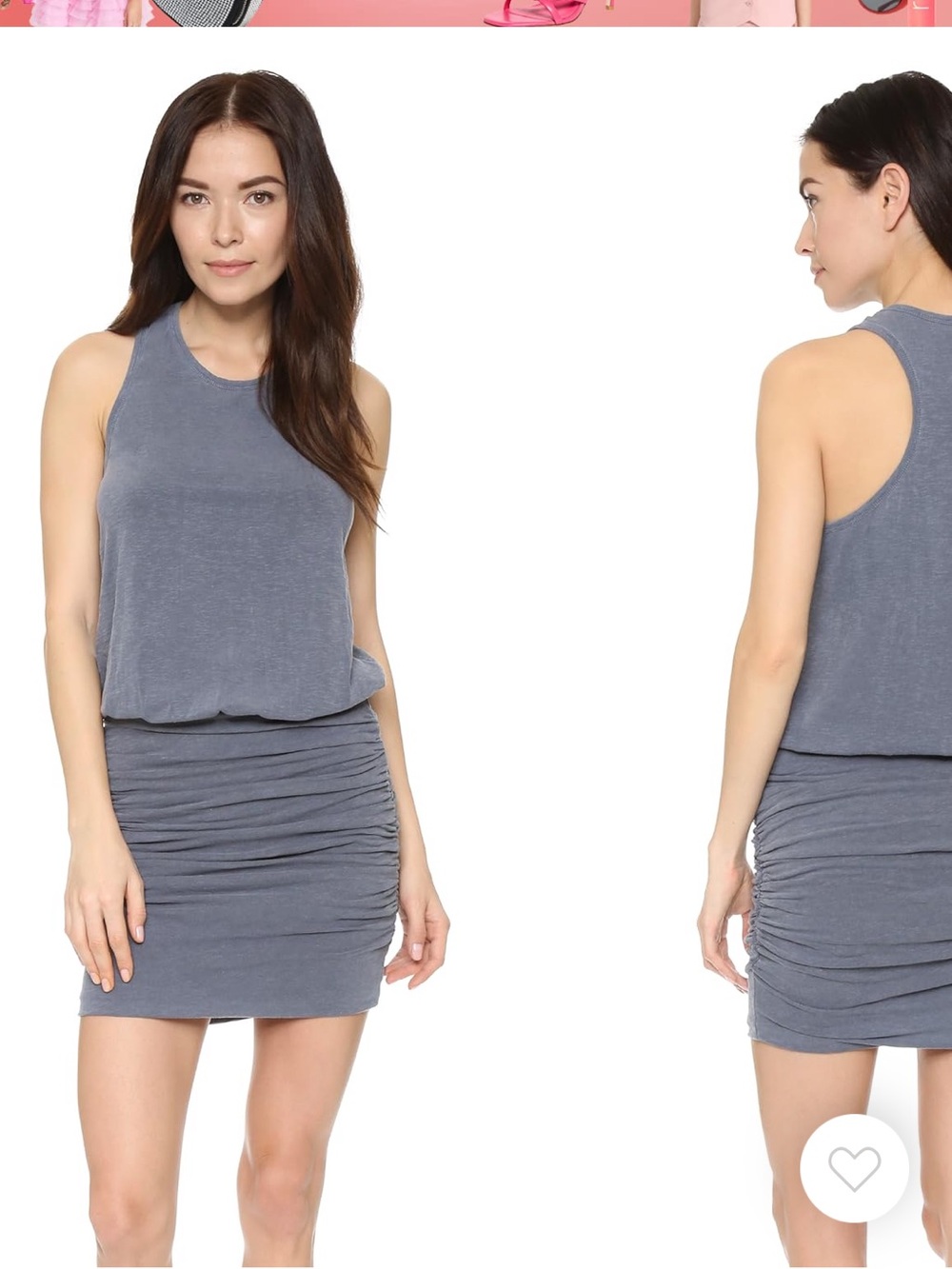 Sundry Sleeveless Ruched Tank Dress in Charcoal Gray Medium